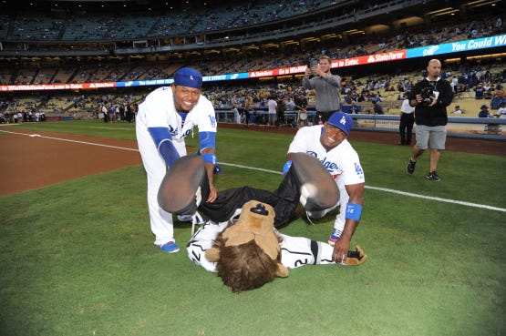 Los Angeles Kings celebrate Dodger Pride Night