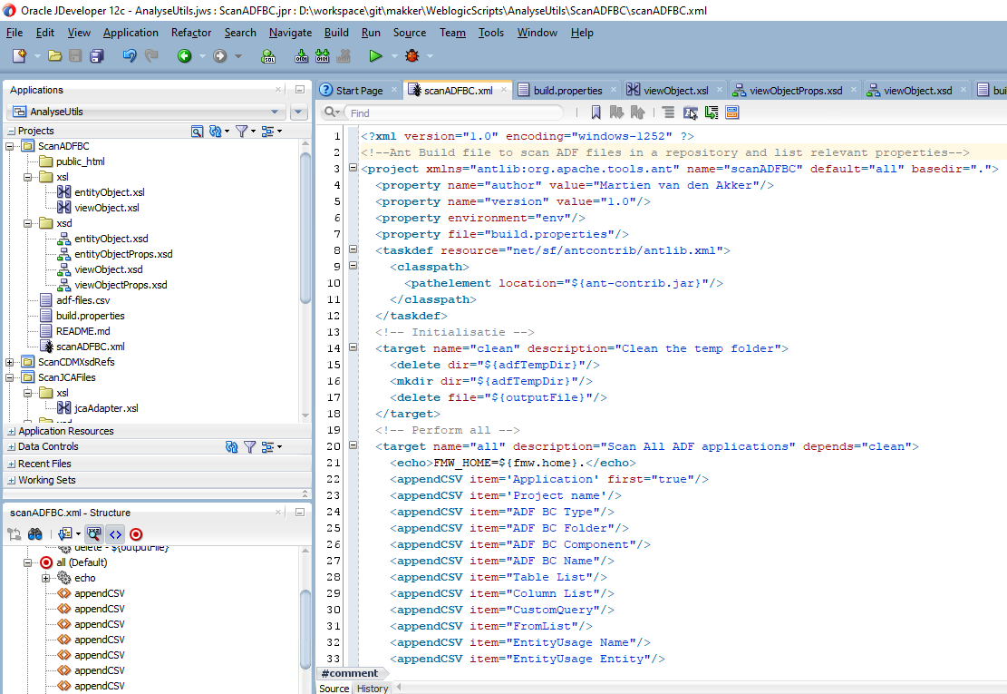 Using Apache ANT to find DB Object usages by Martien van den Akker