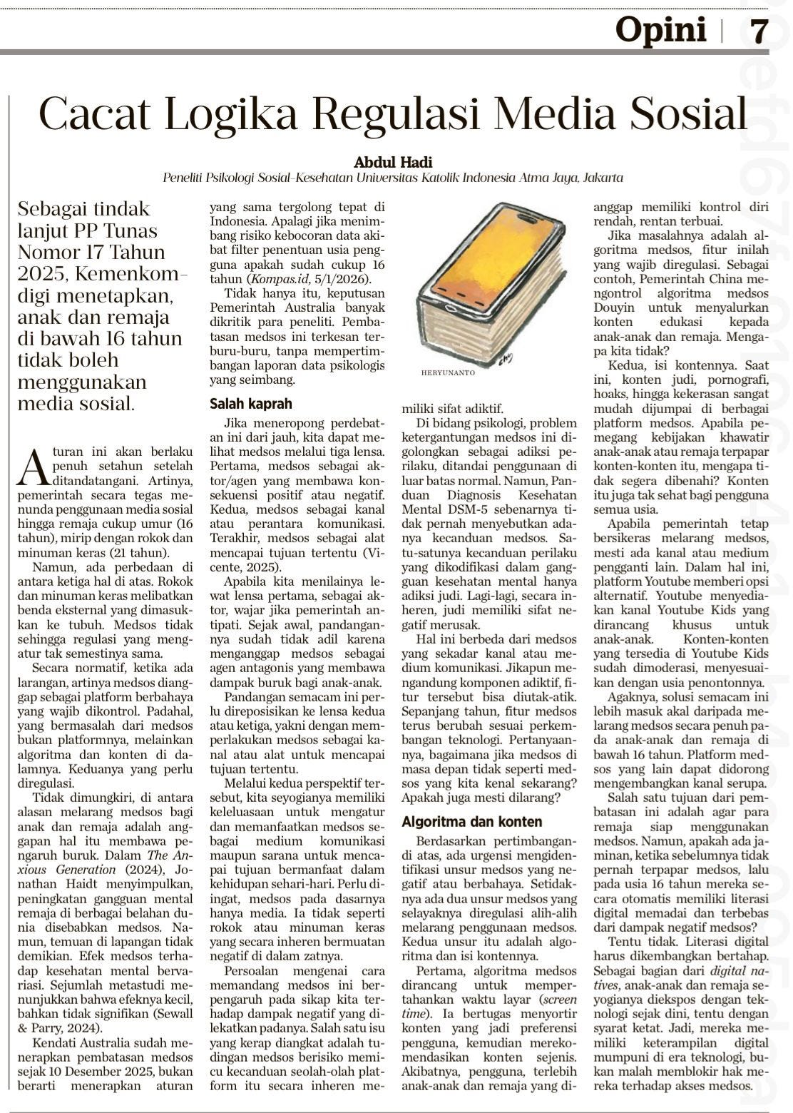 Cacat Logika Regulasi Media Sosial