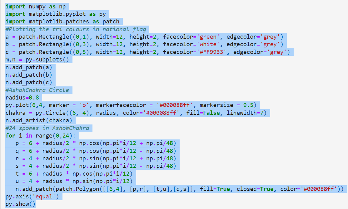 How to create Indian Flag using Python. | by Bobysinha | Medium