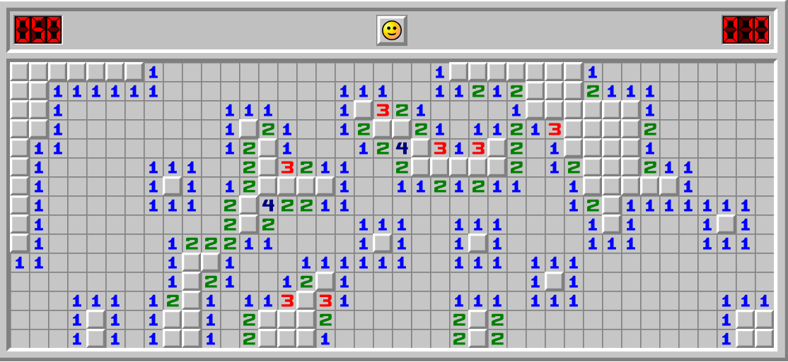 Minesweeper Computer 8 Bit Game, Real Position for the End of a