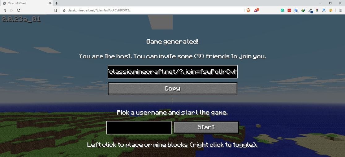 How to play classic Minecraft in a browser 