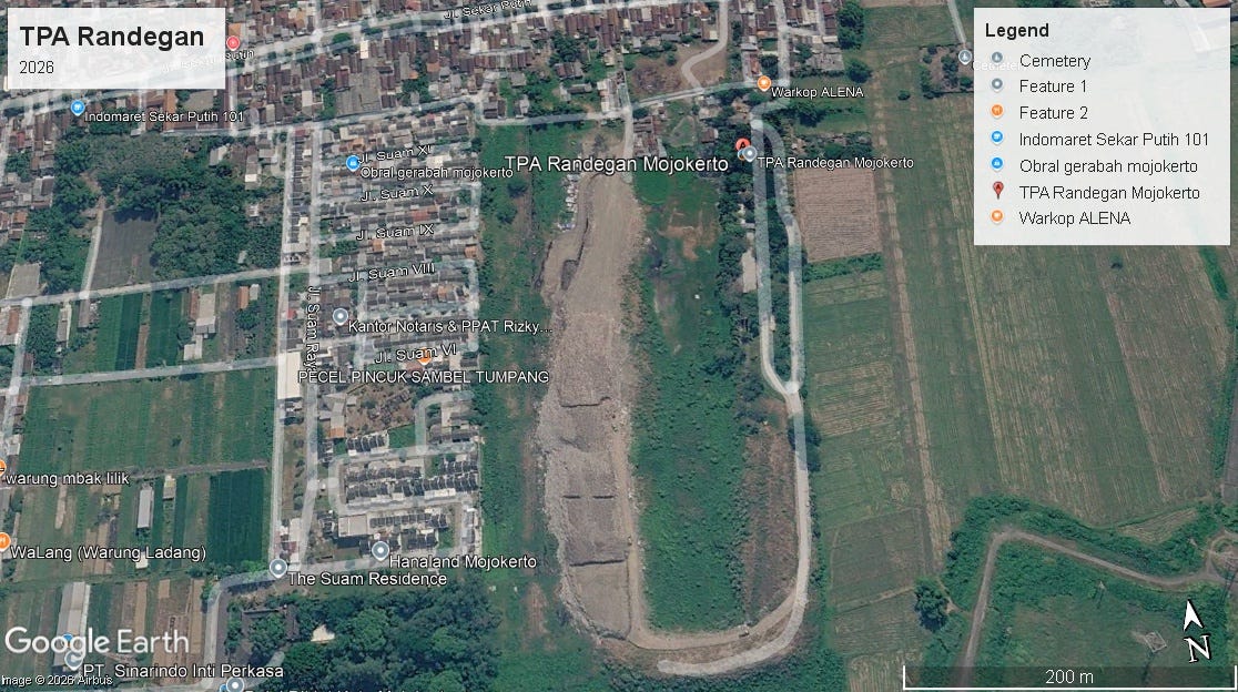 Peta TPA Randegan Tahun 2026 (Sumber: Via Google Earth)