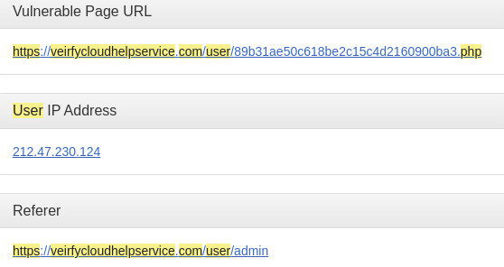 XSSHunter Report on Second Phishing Website