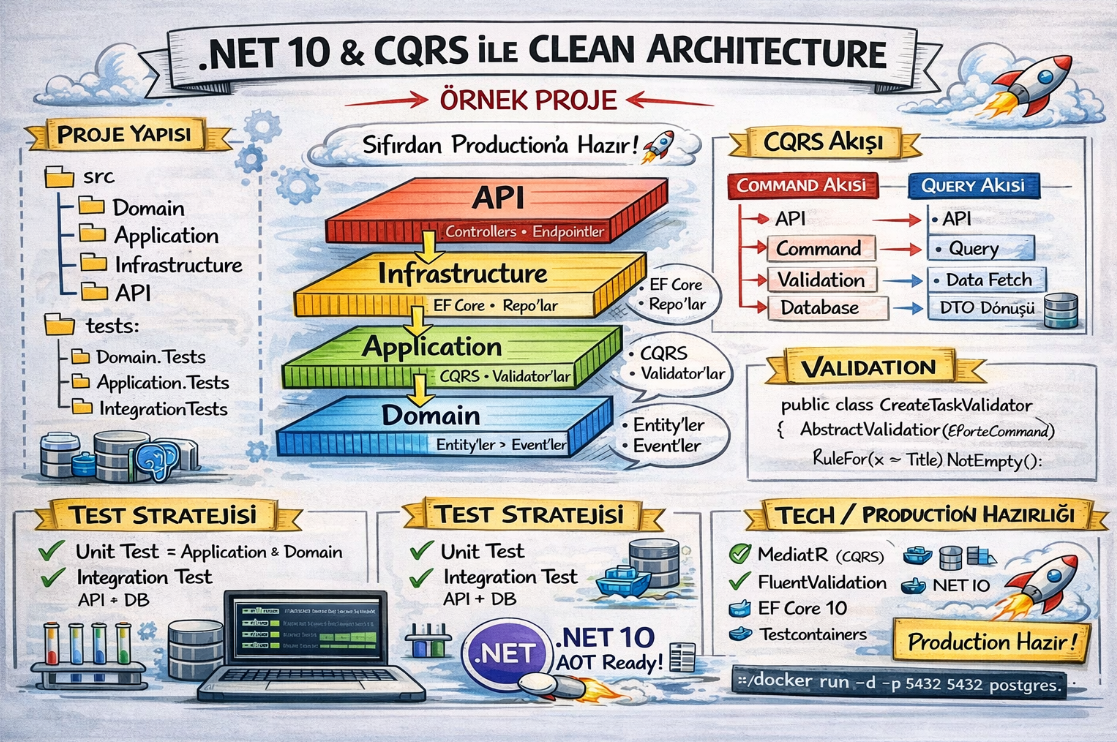 .NET 10 & CQRS ile Clean Architecture: Sıfırdan Production’a Örnek Proje
