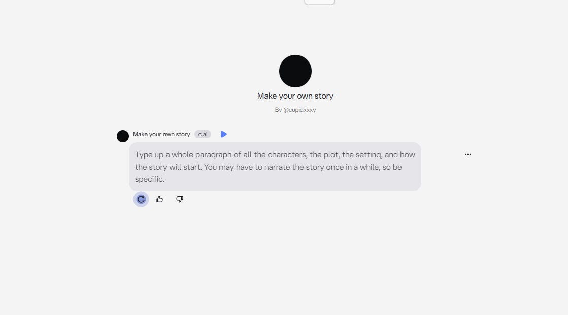 Screenshot of the Character.ai website taken by the author
