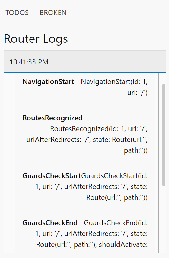 Angular Router Log. A displayable Angular Router Logger… | by Nikolaos  Margaris | Medium