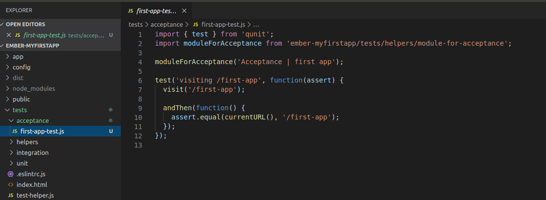 Create the first acceptance test file