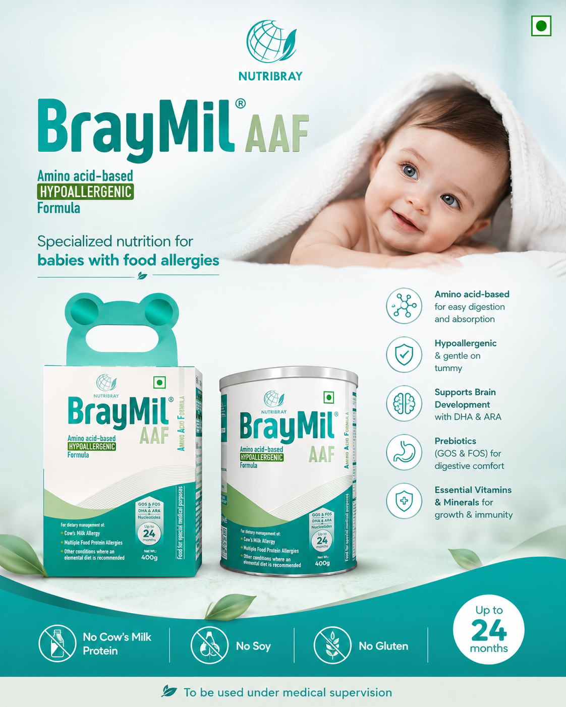 BrayMil AAF Hypoallergenic Infant Formula for Babies
