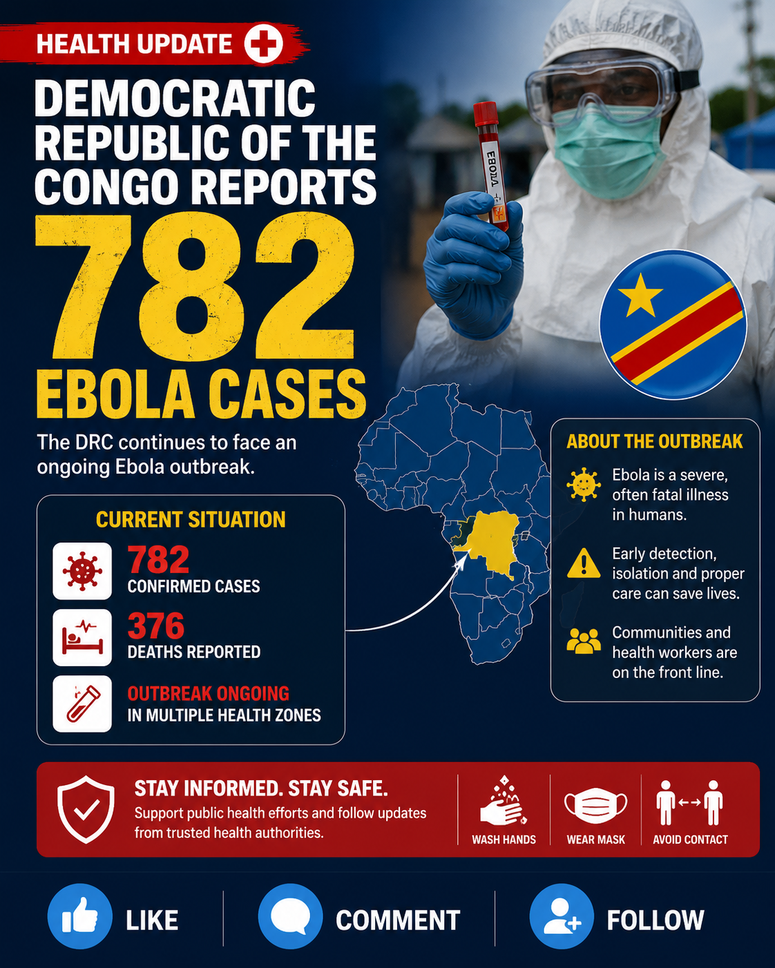 Democratic Republic of the Congo reports 782 Ebola cases