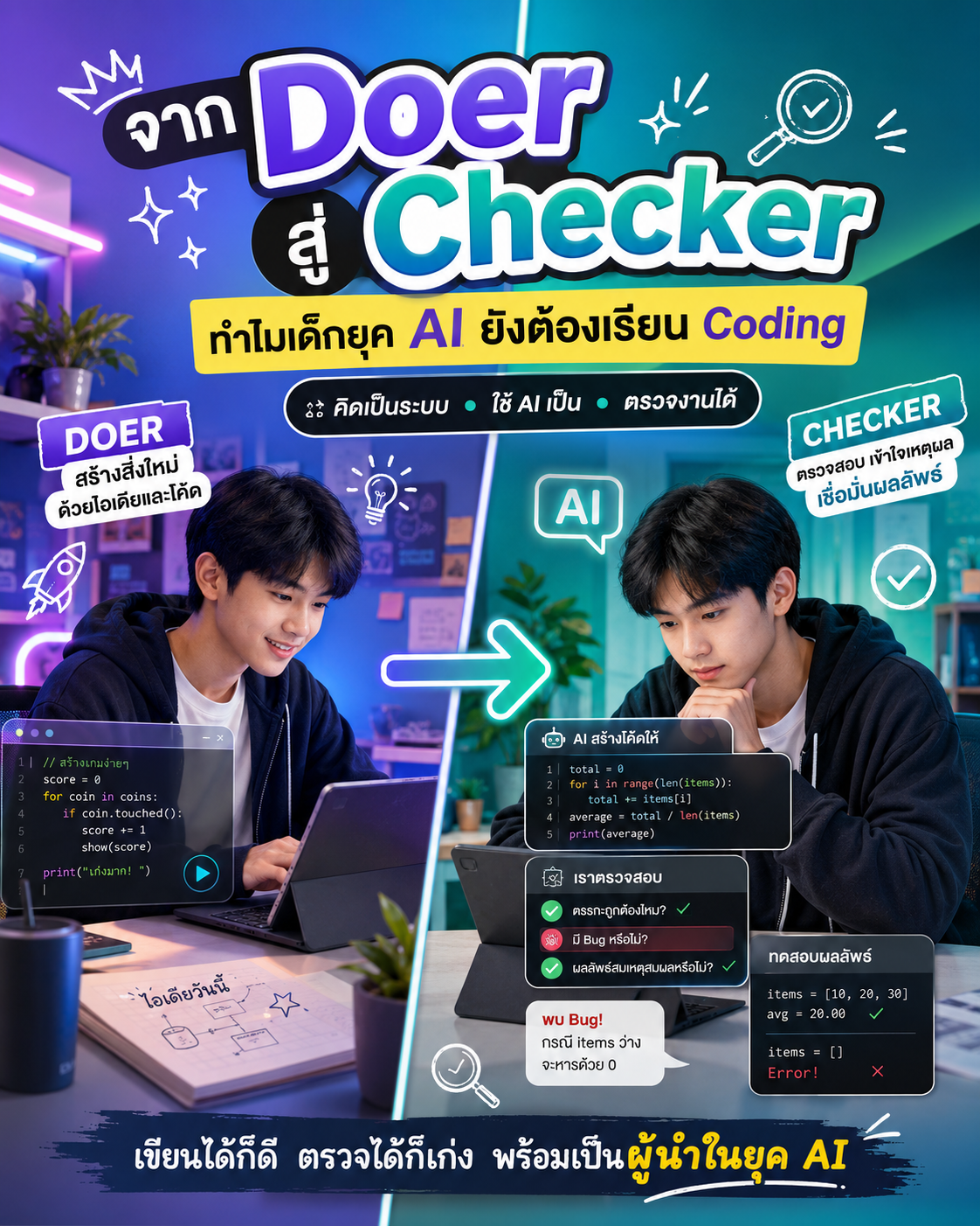⚡️จาก Doer สู่ Checker: ทำไมเด็กยุค AI ยังต้องเรียน Coding