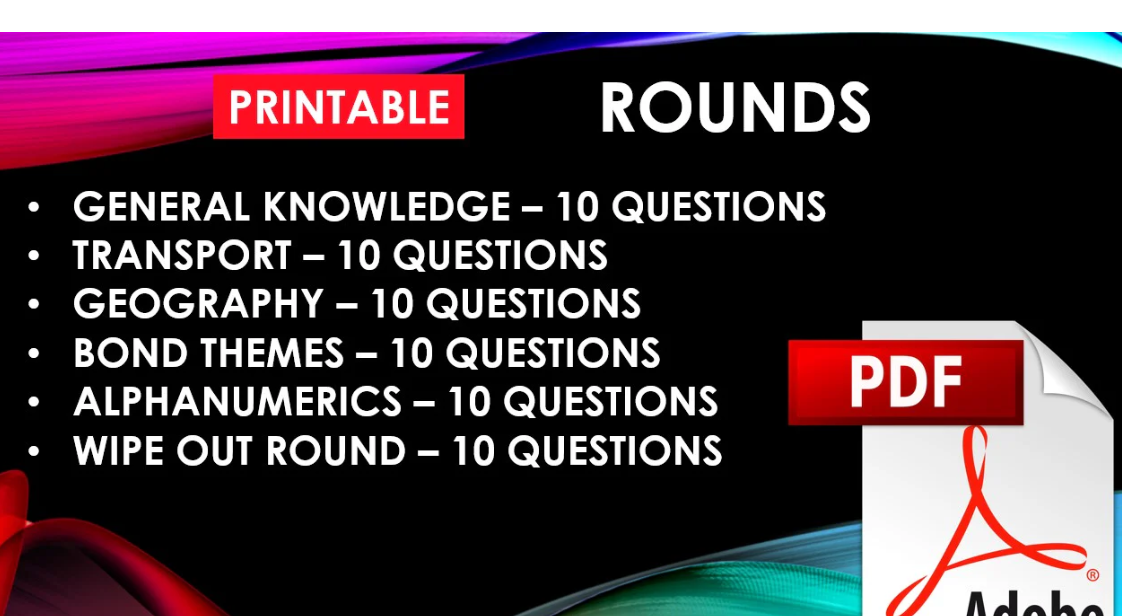 PDF Pub Quiz Sheets - PDF Pub Quiz Sheets - Medium