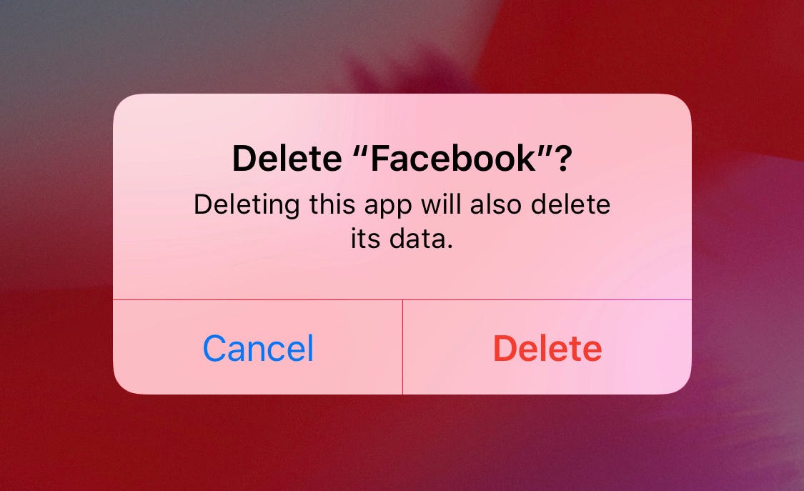 This is what happens when you try to delete your Facebook history by