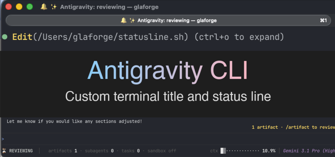 Customizing Antigravity CLI: Title and Status Line