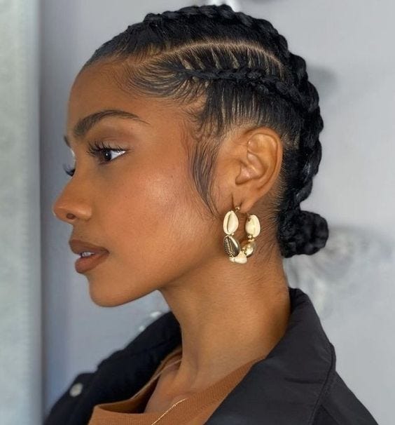Big cornrow braids top to the back