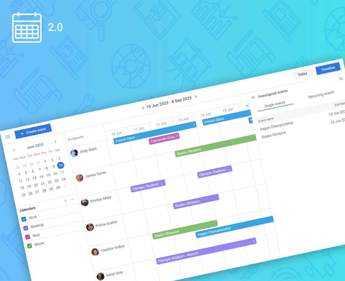 DHTMLX Event Calendar 2.0 with Timeline and Custom Views, Recurring and