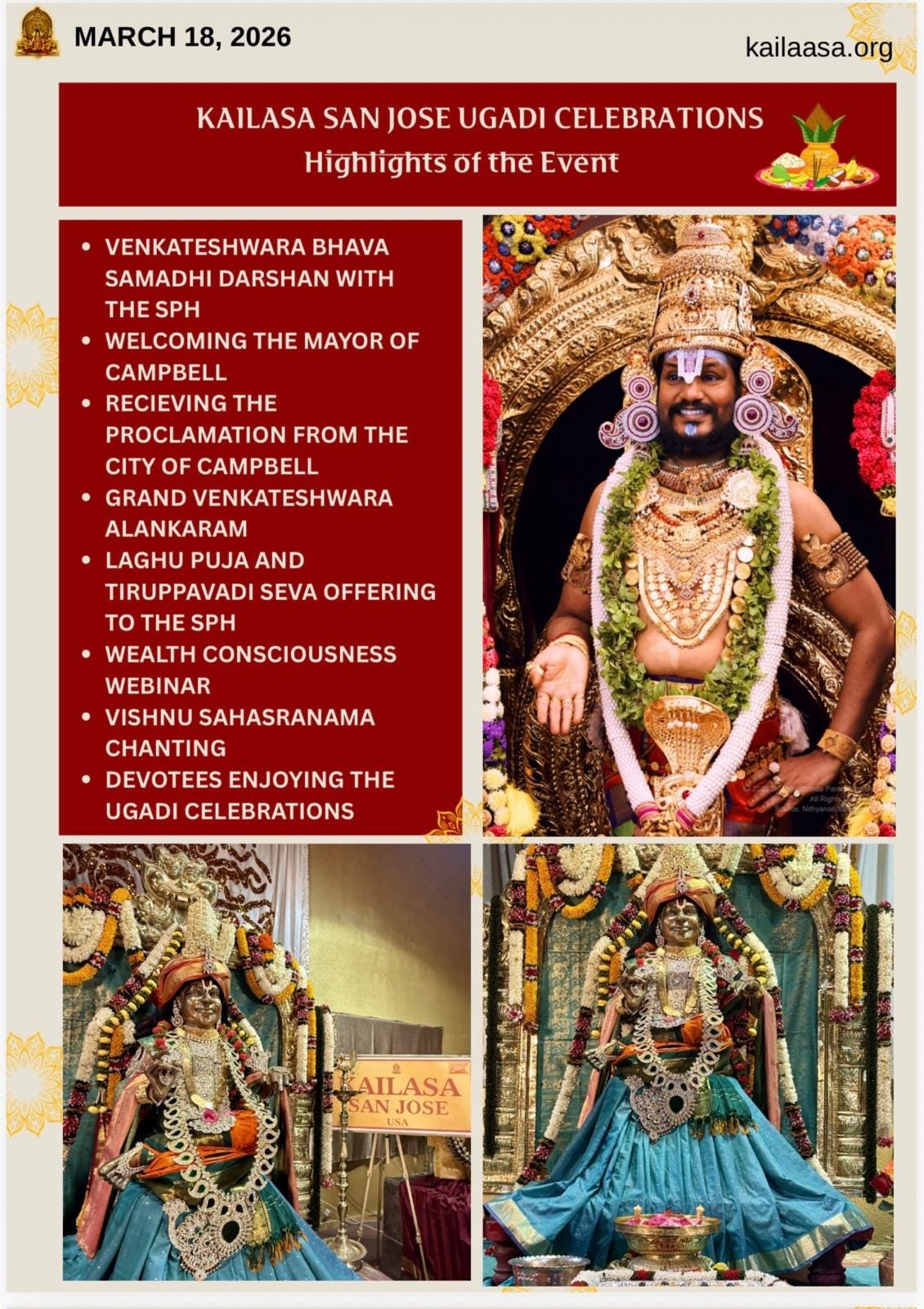 🕉 𝗞𝗔𝗜𝗟𝗔𝗦𝗔 𝗦𝗔𝗡 𝗝𝗢𝗦𝗘’𝗦 𝗨𝗚𝗔𝗗𝗜 𝗠𝗔𝗛𝗢𝗧𝗦𝗔𝗩 𝟮𝟬𝟮𝟲 — 𝗔 𝗗𝗜𝗩𝗜𝗡𝗘…