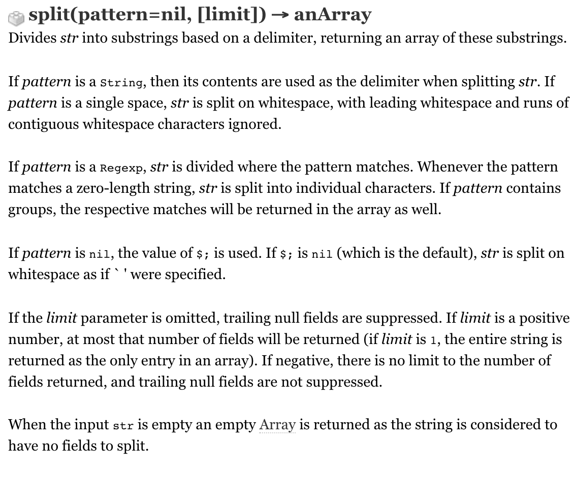 ruby #split method. One of the topics I felt was hard to… | by Ignacio R  Espino | Medium