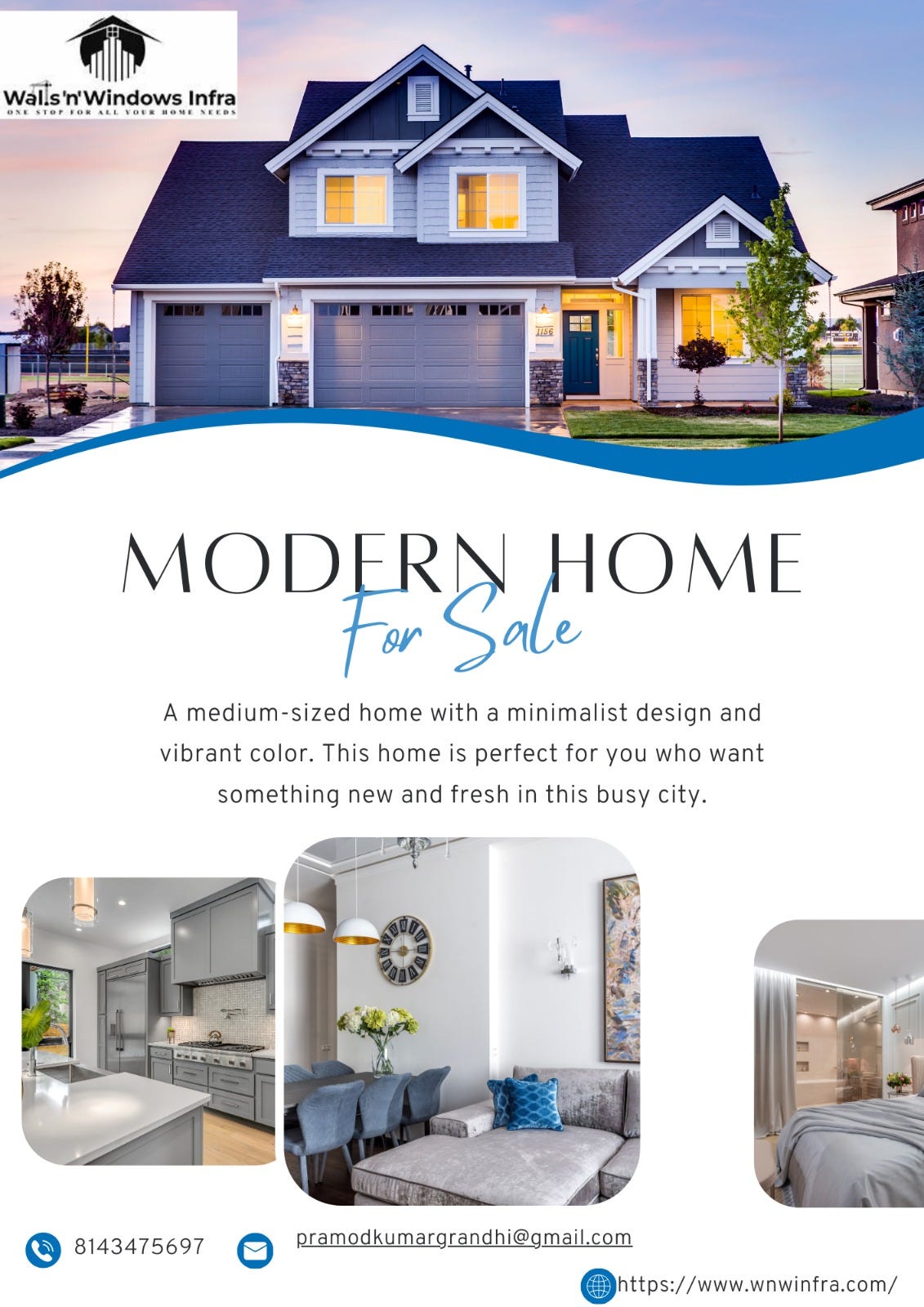 Modern Homes for sale Walls’n’windows Walls n Windows Infra Medium