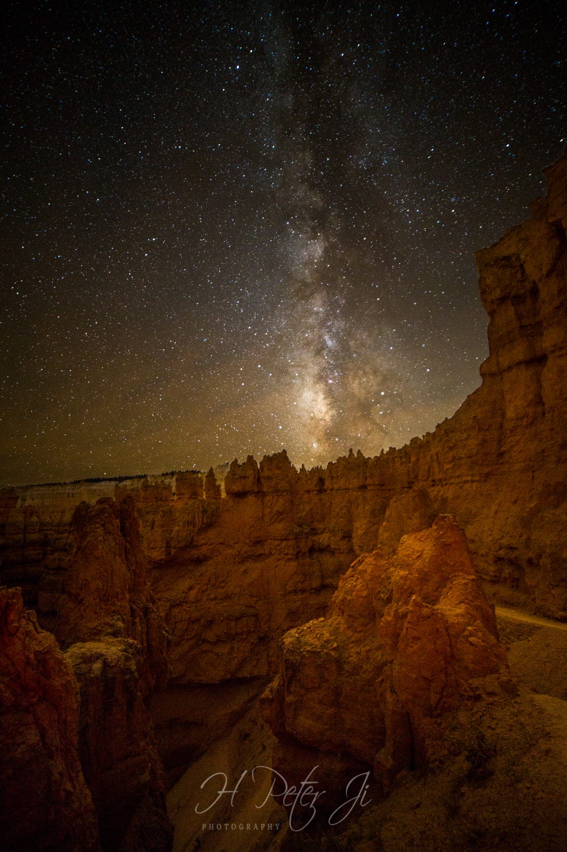 View of Milky Way from Mars. MILKY WAY OVER NAVAJO TRAIL by H Peter Ji Medium