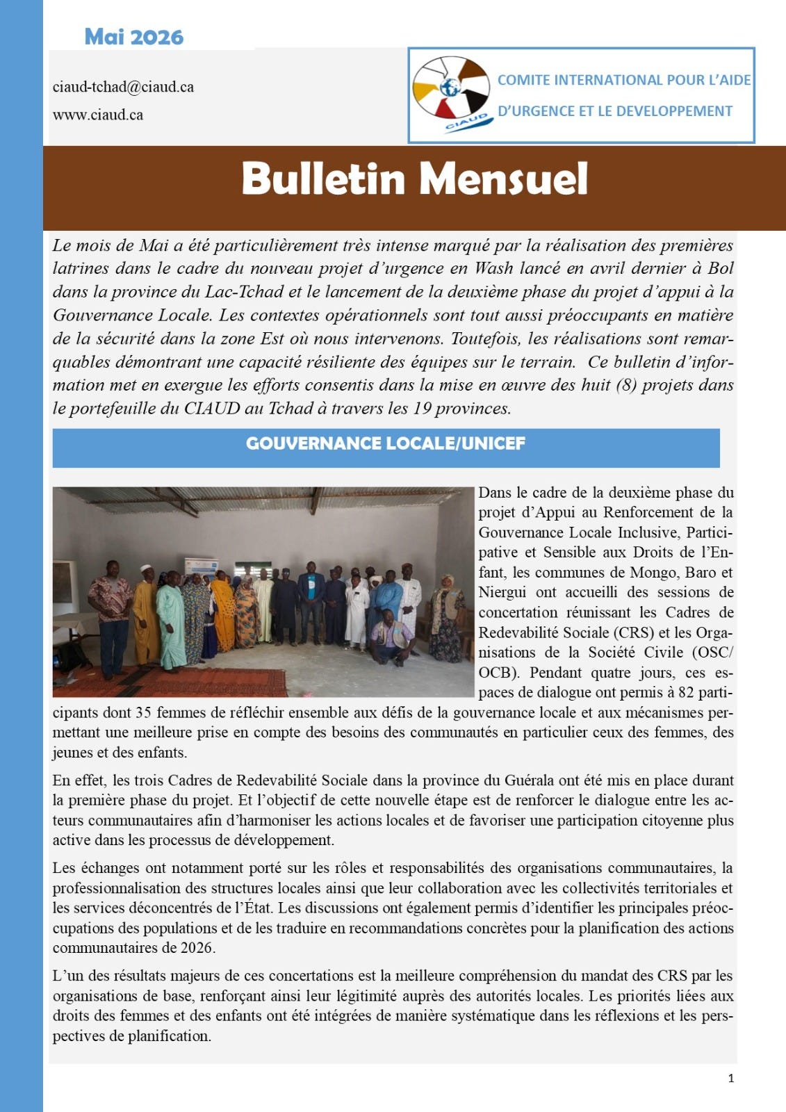 CIAUD Tchad 🇷🇴- Les réalisations du mois de mars