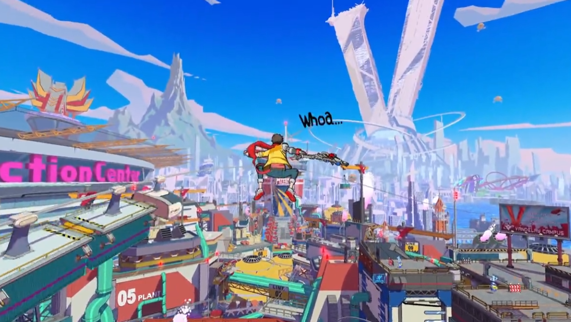 Sunset Overdrive screens show action on foot and in the air