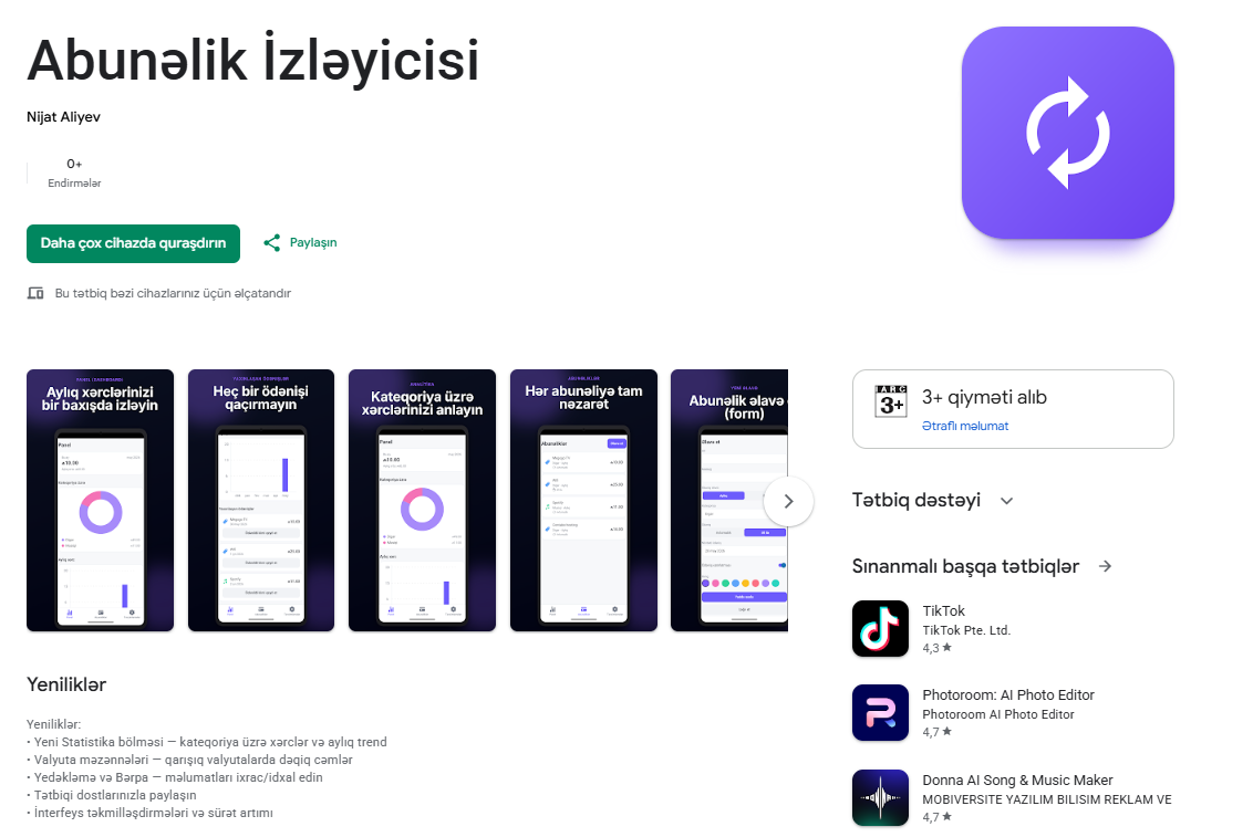 Subscription Tracker: Məxfilik Öncəlikli Abunəlik İzləmə Tətbiqi