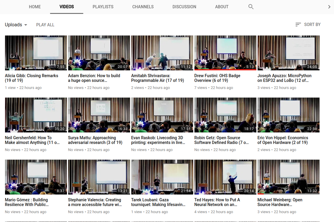 Open Hardware Summit 2018 talks now on YouTub