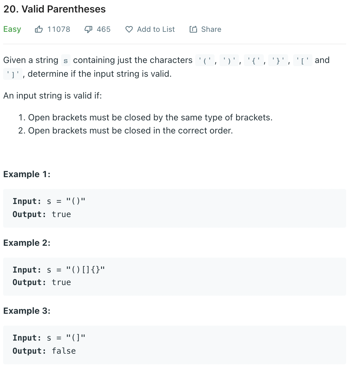 leetcode 20. Valid Parentheses. the one i tried passed 78/91 cases | by ...