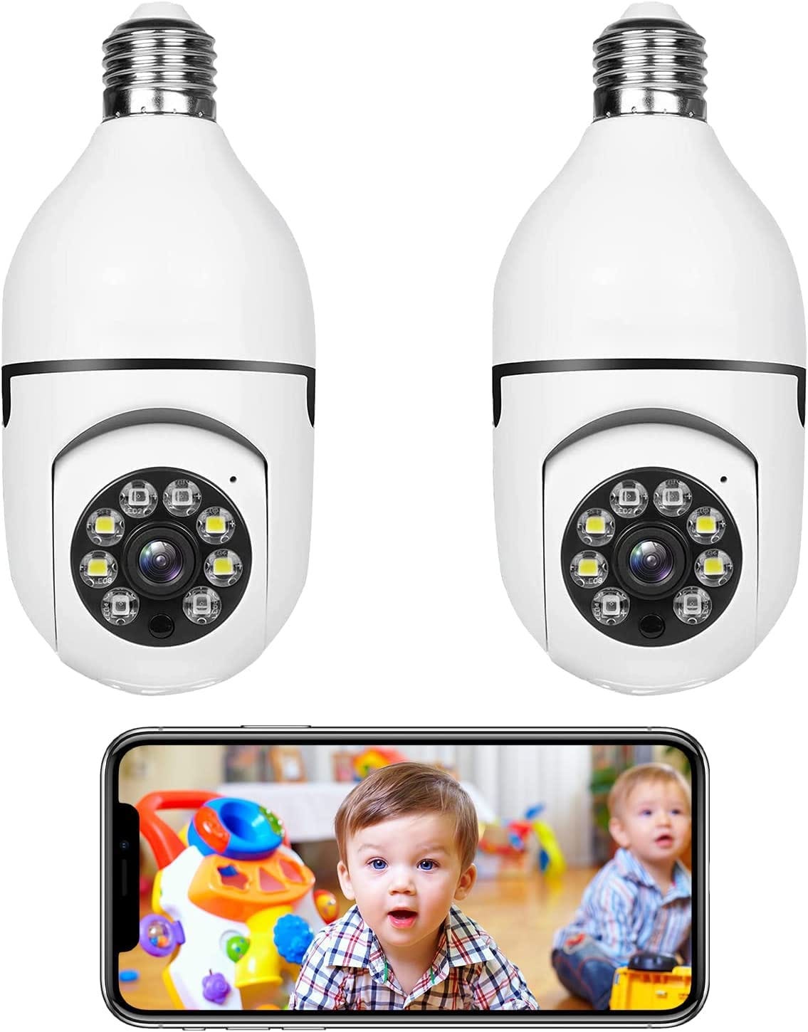 2 Pack Light Socket Security Cameras Wireless Outdoor WiFi Light Bu Lb
