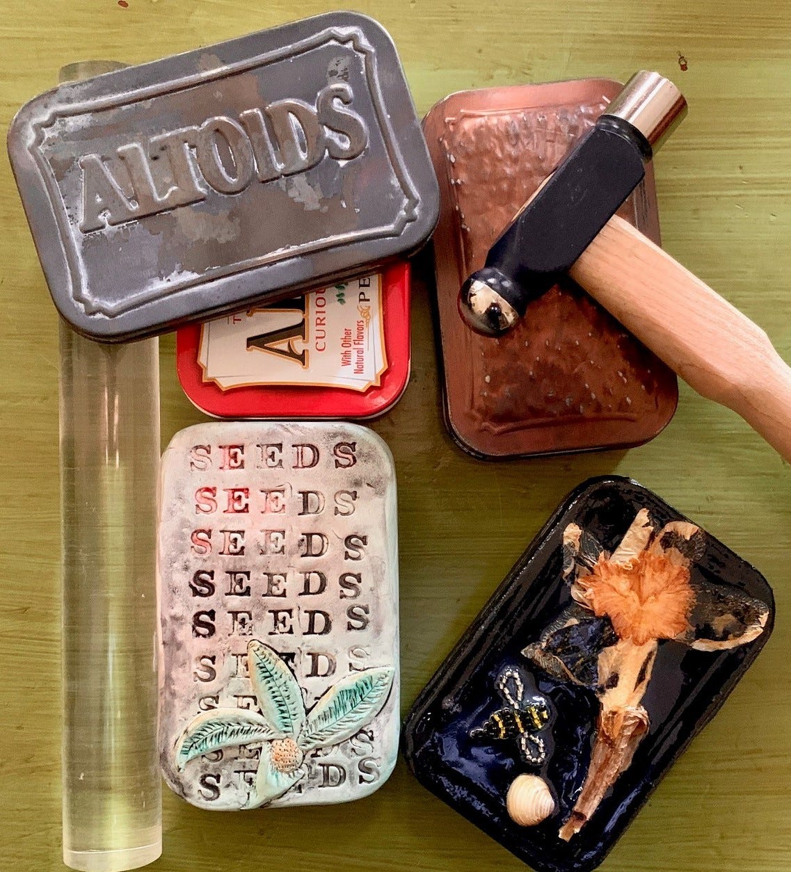 Three Ways to “Un-Altoids” a Tin: Hammering, Decoupage, and Polymer Clay, by Amy Lynn Hess, Share Your Creativity