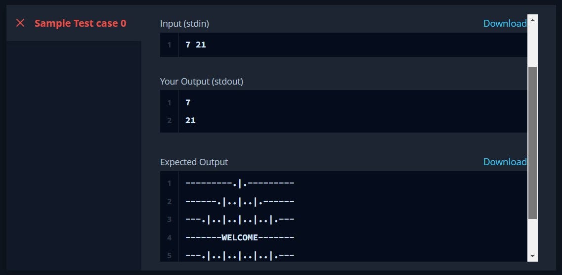 [Python] HackerRank Designer Door Mat by Aiya Aiyara Sep, 2023