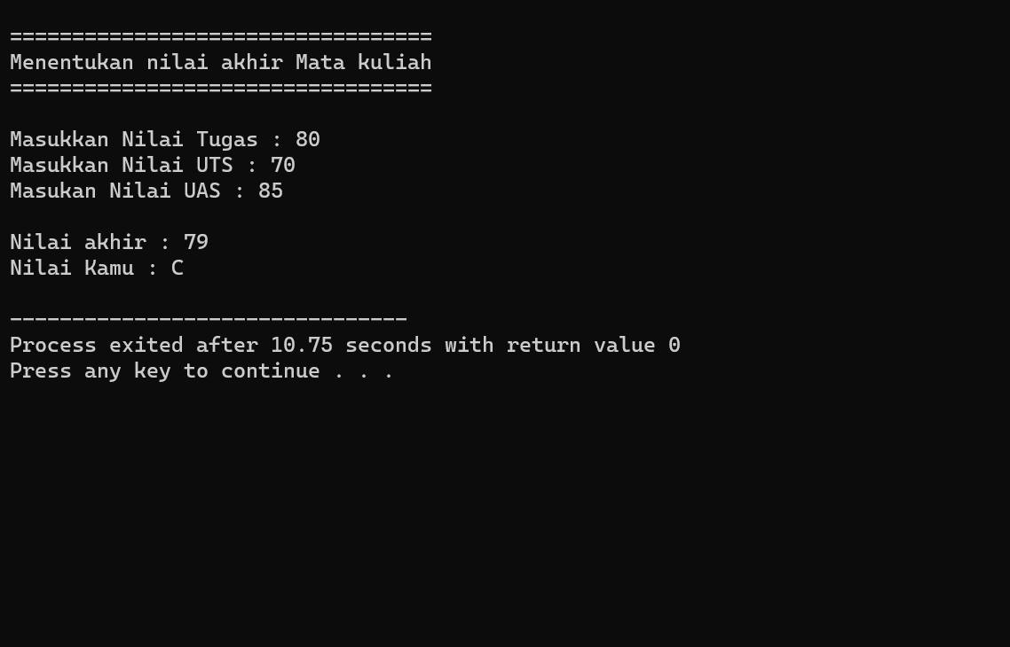 Program Menentukan Grade Nilai Pada C++ | by Dzakwan Faiq Nauval | Medium