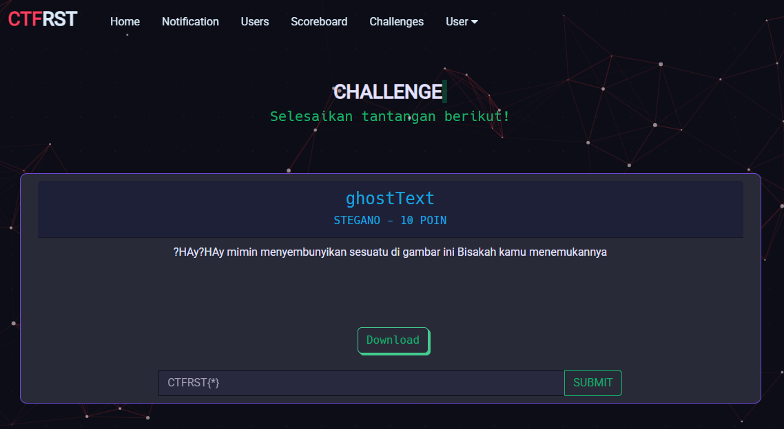 ghostText | WriteUp CTFRST Rajawali CTF | By WanZKey