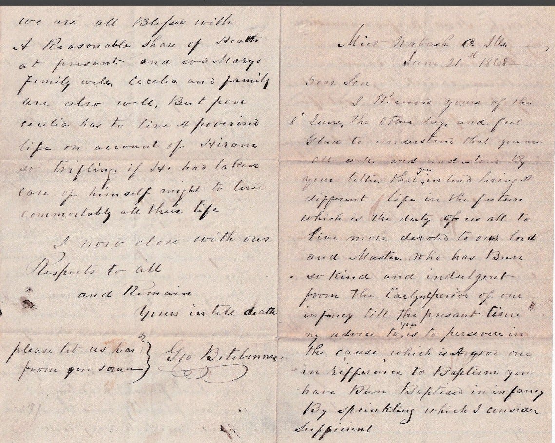Pages 4 and 1 of the 1868 Letter