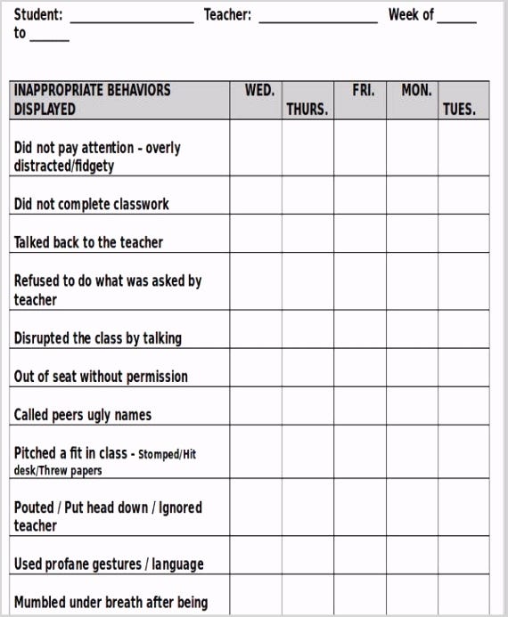 Free Behavior Chart Template