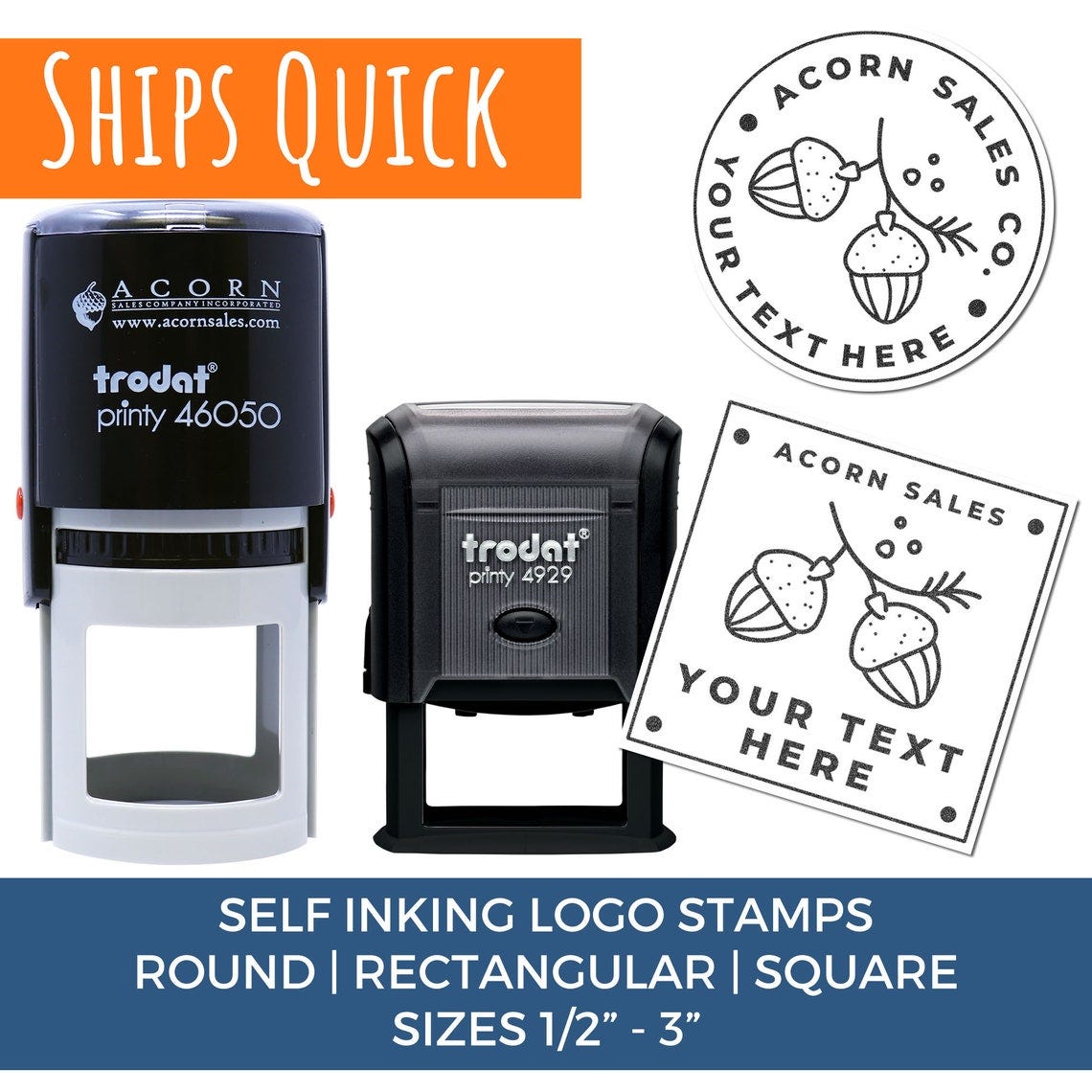 Logo Branding Stamp — Custom Stamps with Business Logo Self Inking, by  Acorn Sales