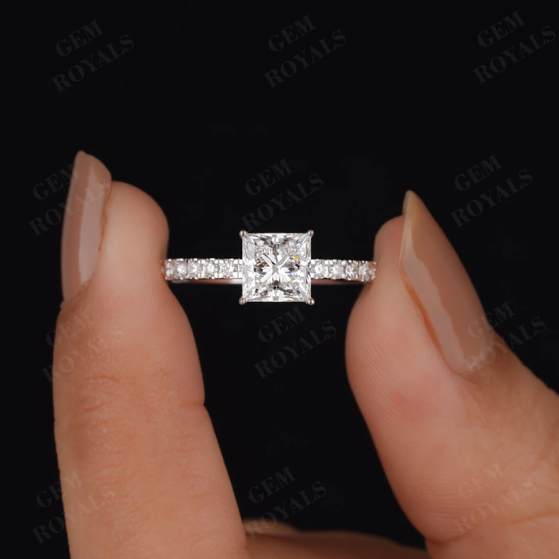 Art Deco Princess Cut Alexandrite Engagement Ring | Gem Royals