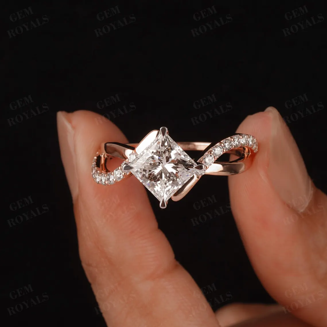 Natural Amethyst Princess Cut Vintage Engagement Ring | Gem Royals