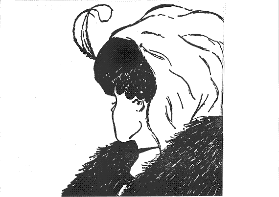 Optical illusion showing either a young woman or an older woman