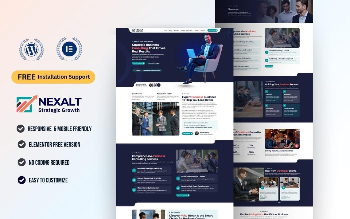 Nexalt — Business Consulting Wordpress Elementor Template Kit | Coach, Agency, Finance, Law &…