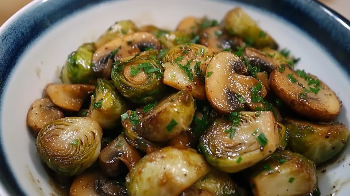 Garlic Butter Brussels Sprouts and Mushrooms Recipe