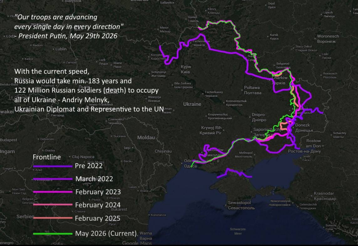No need to analyse too closely: that area of give and take of land is the sum total of nearly 5 years of war.