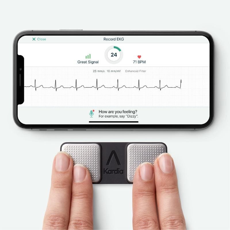  KardiaMobile 1-Lead Personal EKG Monitor – Record EKGs at Home  – Detects AFib and Irregular Arrhythmias – Instant Results in 30 Seconds –  Easy to Use – Works with Most