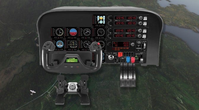 Logitech Flight Yoke System, Switch Panel, and Multi Panel MS Flight  Simulator review | Vic B'Stard's State of Play | by Darren Price | Medium