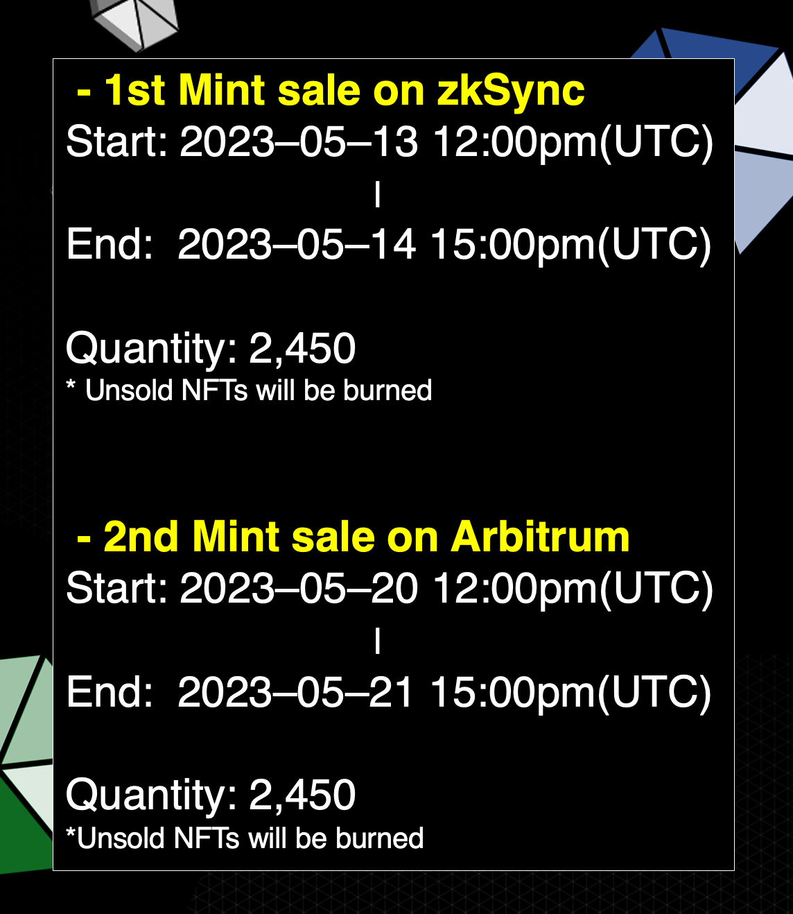 NFT mint sale on zkSync and Arbitrum by Asterisk Finance Medium