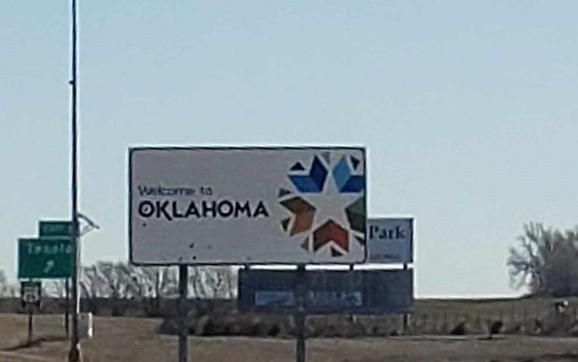 Welcome to Oklahoma sign