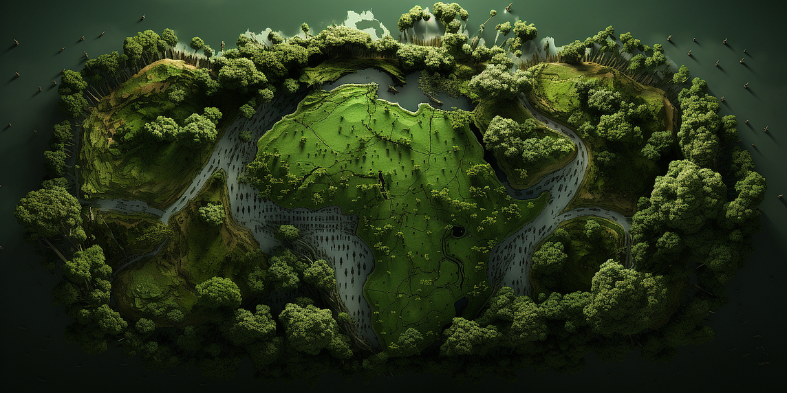 Midjourney generated image of the continent of africa a verdant green