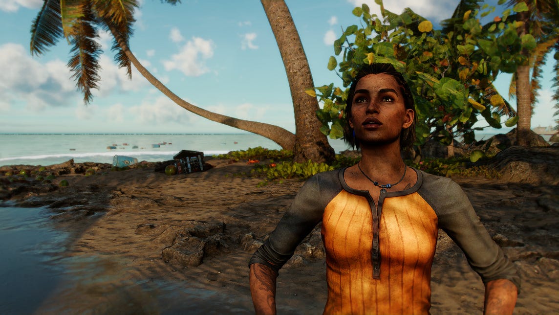 Far Cry 6’s Dani Rojas looks up and slightly to the left.