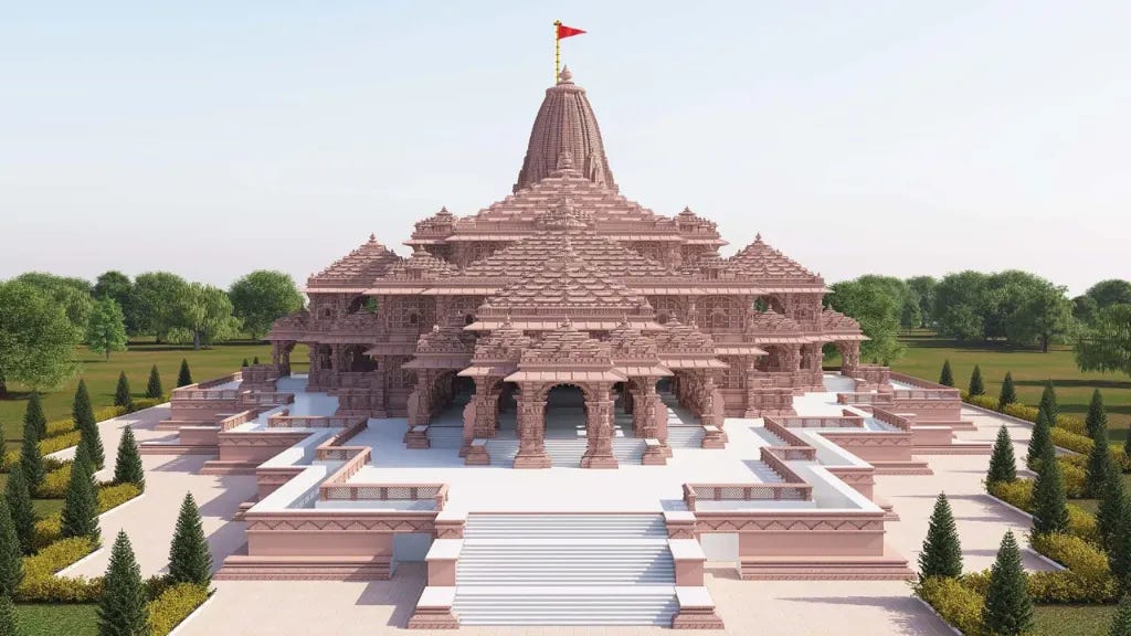 Ayodhya’s Ram Mandir Model Image. Credits: Ram Janmabhoomi Foundation